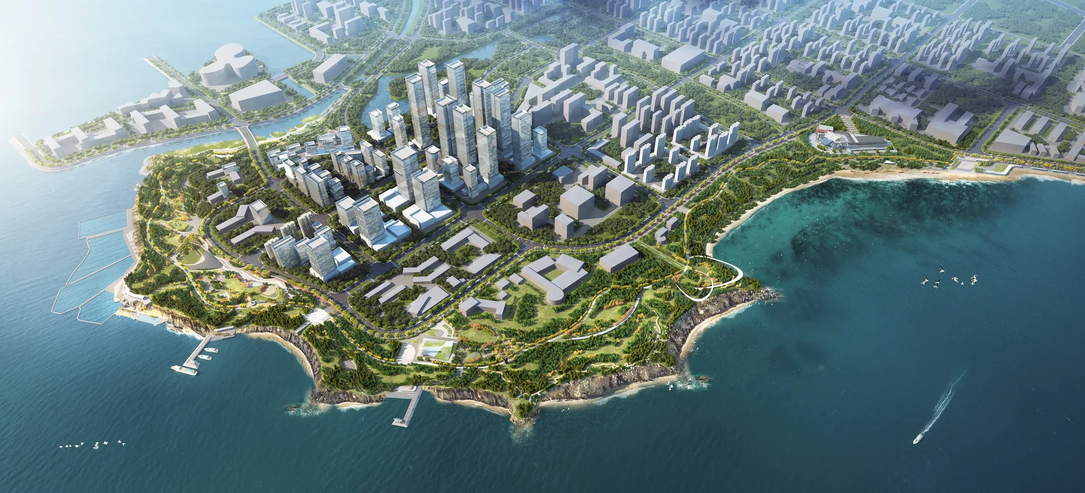 Aerial rendering of Yantai Bajiao National Coastal Park